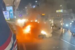 fire on car