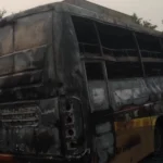 మెదక్ హైవేపై కాలిబూడిదైన ప్రైవేట్ బస్సు